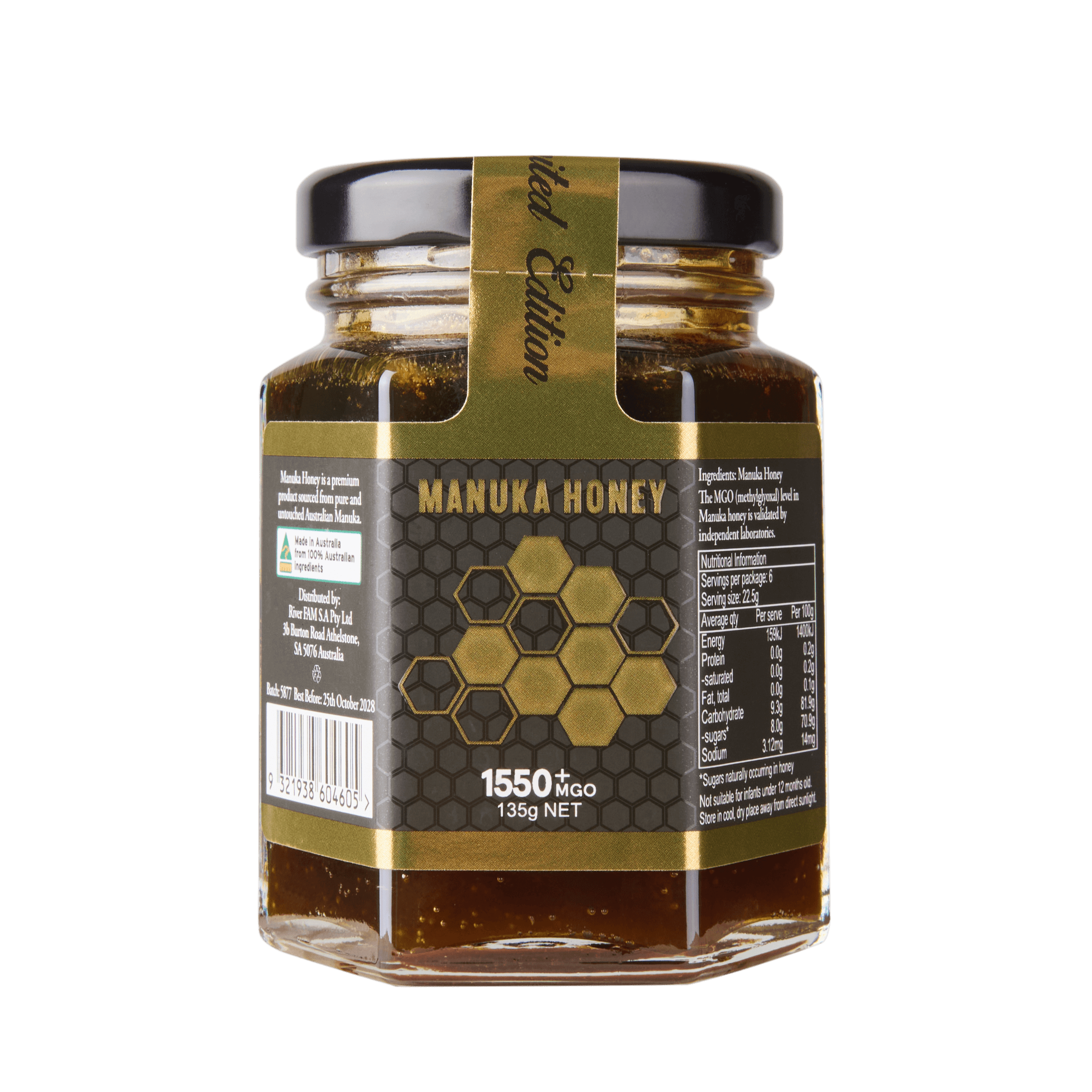 Mật ong Manuka RiverFAM 1550+ MGO 135g – Hũ thủy tinh Limited Edition cô đặc mạnh Mật ong Manuka RiverFAM 1550+ MGO 135g
